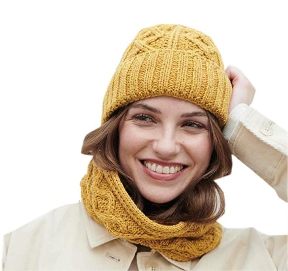5753 Ladie's Irish Cable Knit Beanie 100% Merino Wool Made in Ireland US